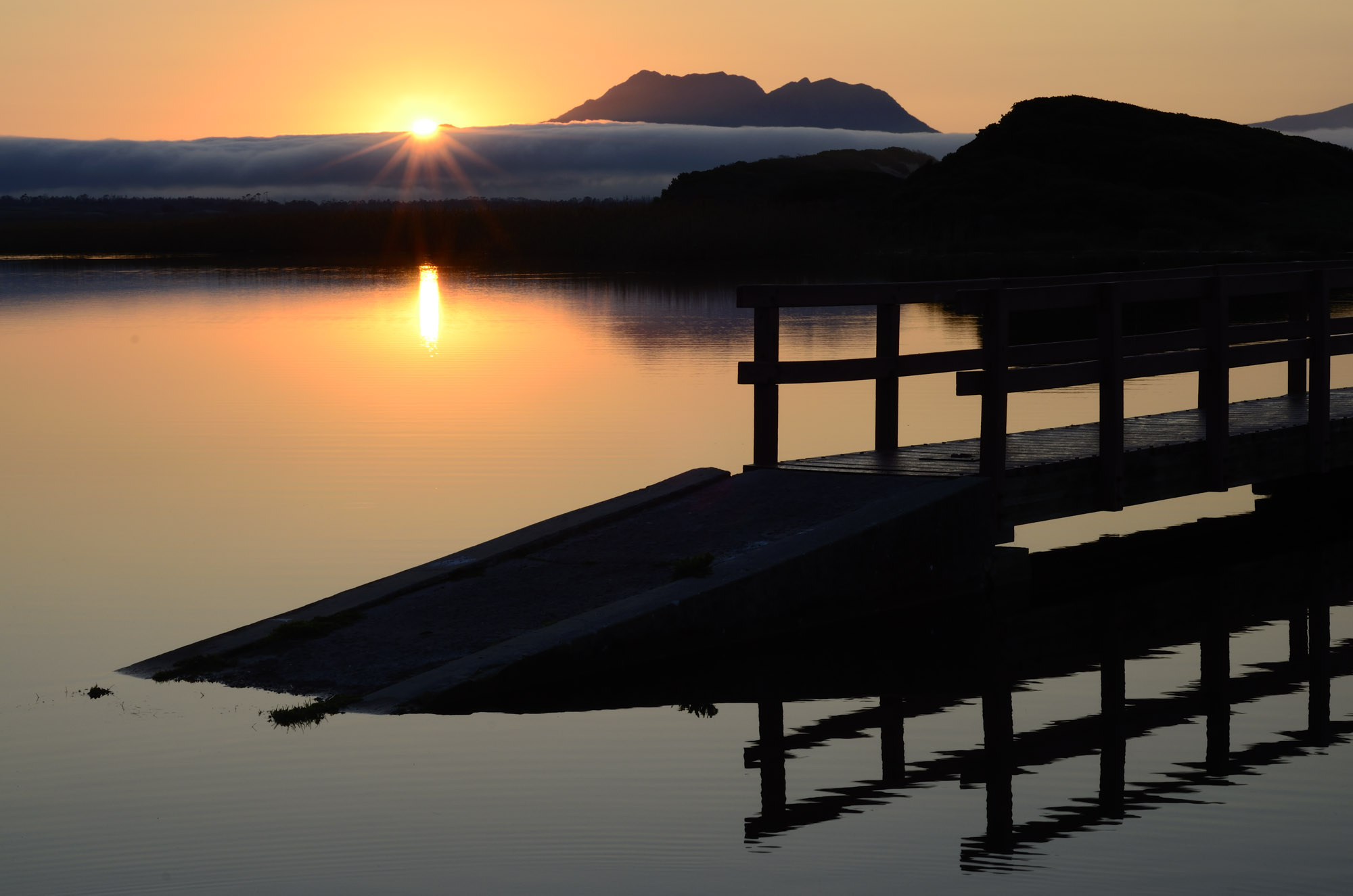 sunset over Kleinmond lagoon