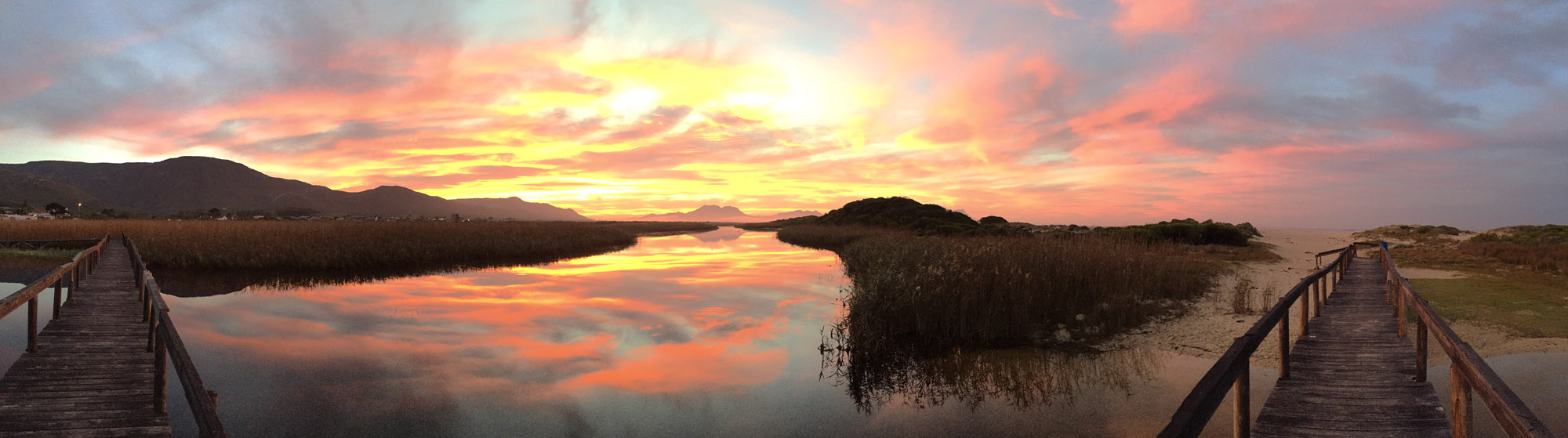 Sunset over Kleinmond lagoon